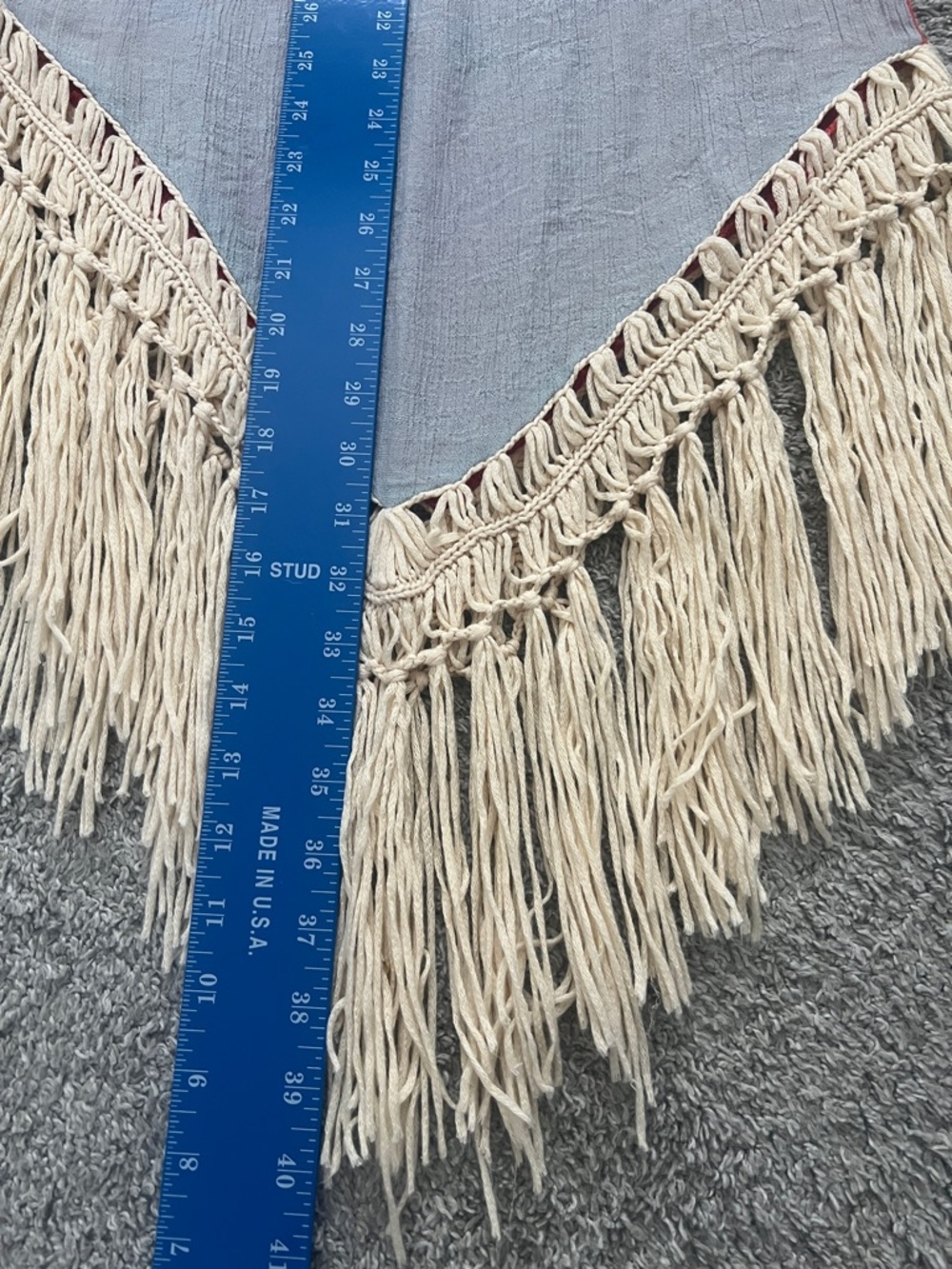 SHEIN Colorblock Light Blue & Red Boho Fringe Hem Cover-Up Summer Tunic Size OS - Picture 6 of 10